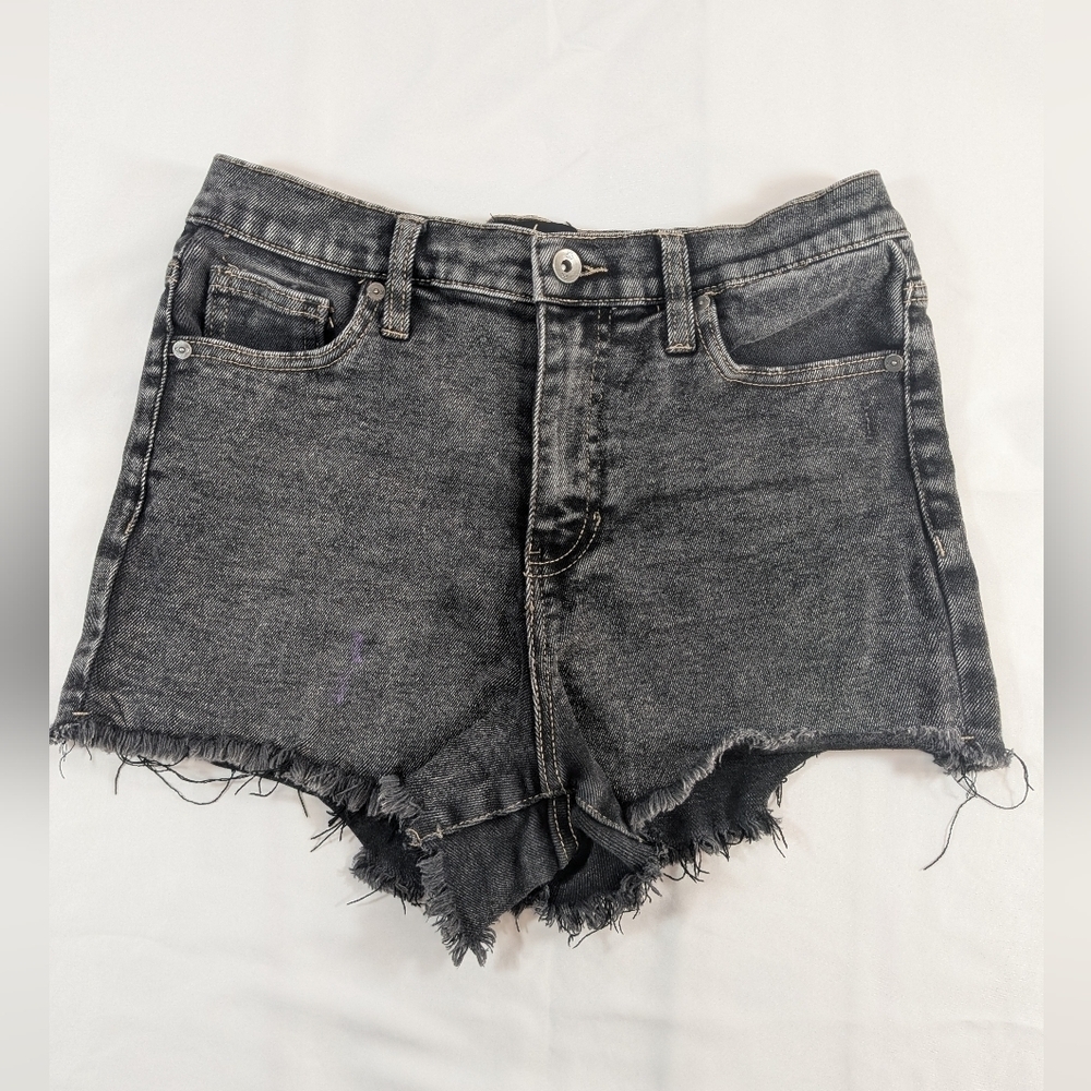 Kendall & Kylie Drifter High-Rise Black Jean Shorts Frayed Hem Size 7/28